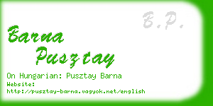 barna pusztay business card